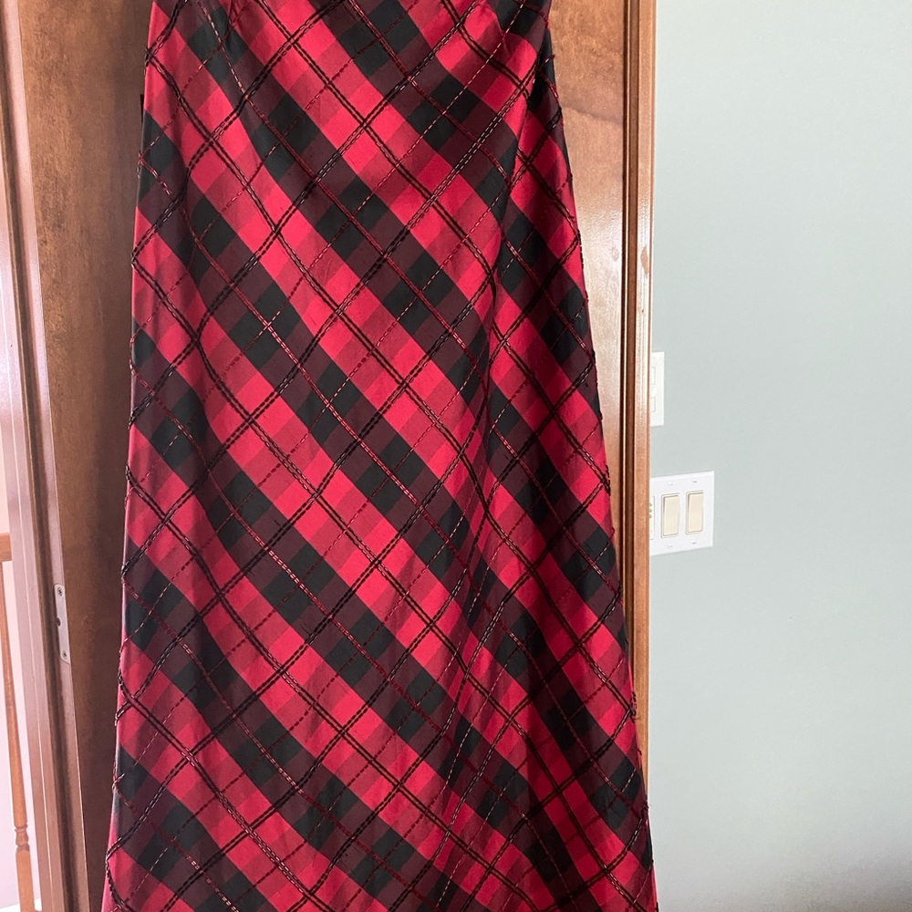 Chetta B Red and Black Maxi A-Line Skirt